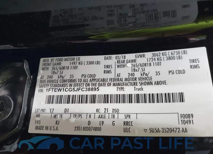 1FTEW1CG5JFC38895# 9