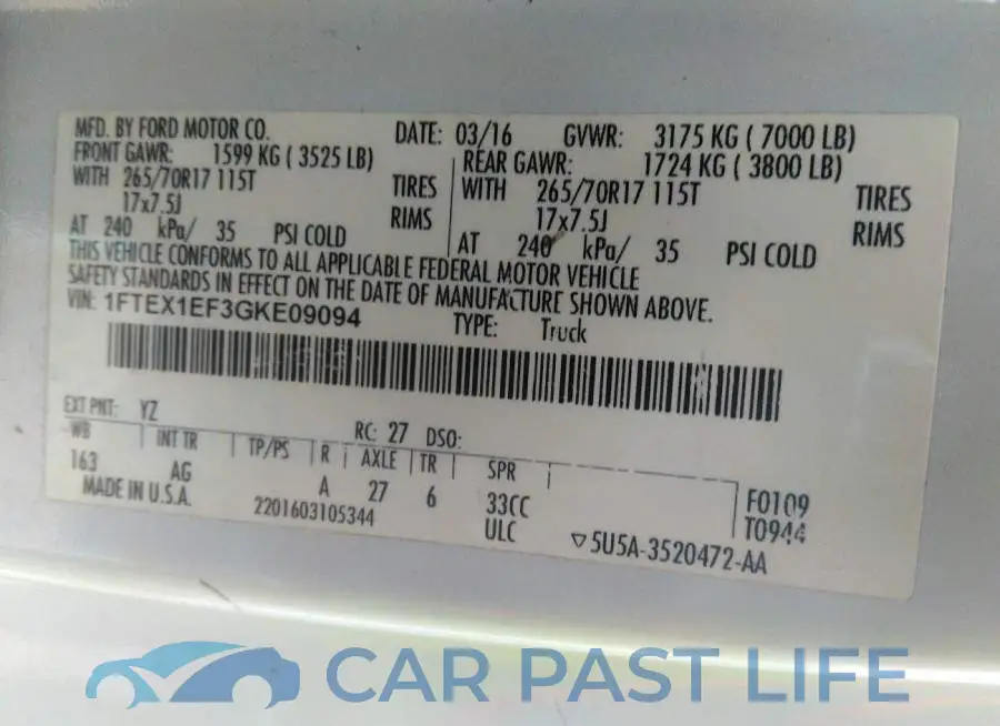 1FTEX1EF3GKE09094# 9