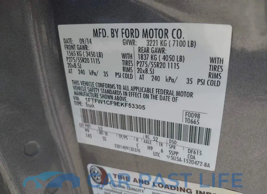1FTFW1CF9EKF53305# 9