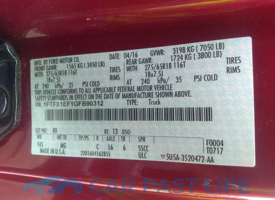 1FTFX1EF1GFB90312# 9