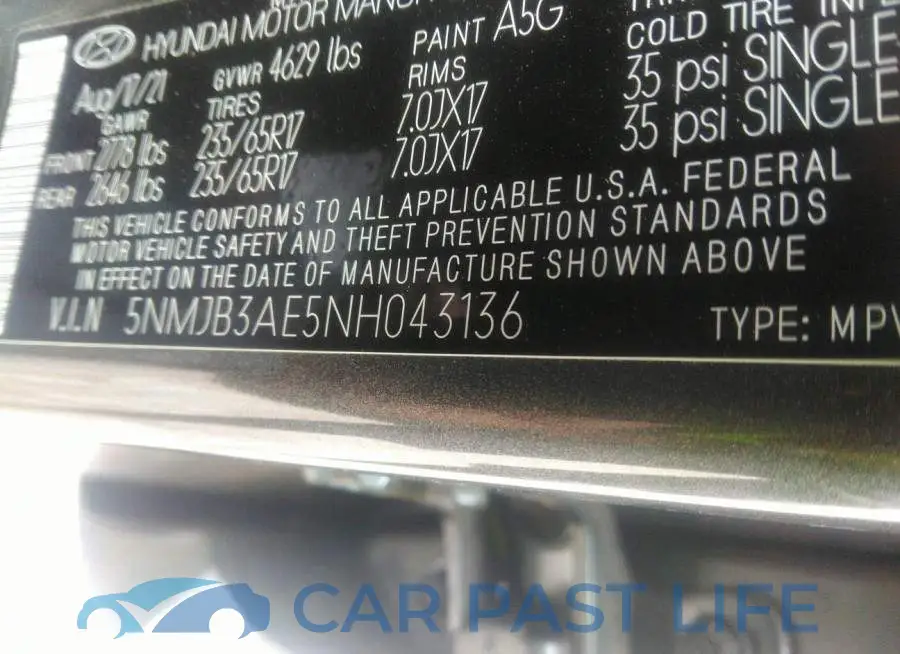 5NMJB3AE5NH043136# 9