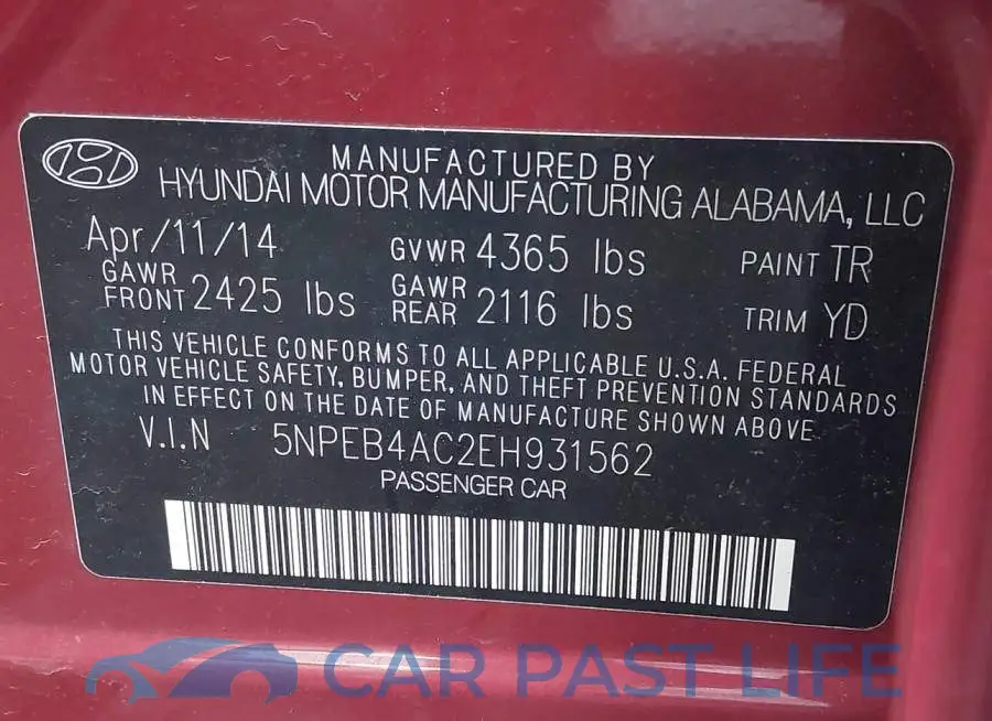 5NPEB4AC2EH931562# 9