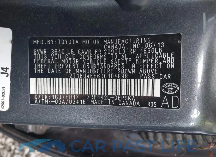 2T1BU4EE6DC104898# 9