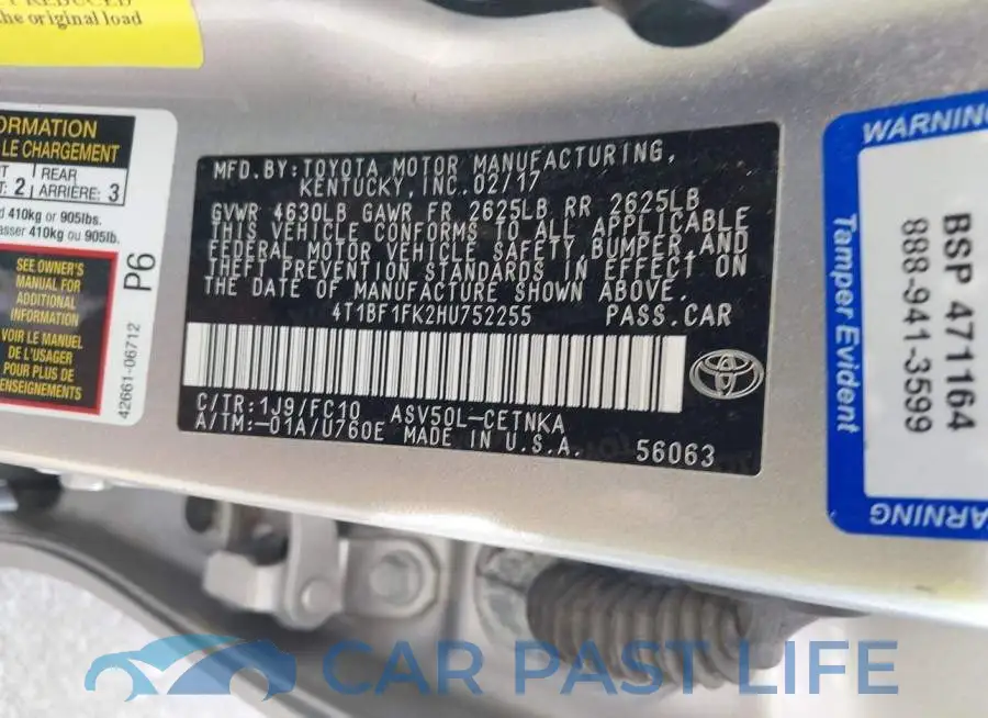 4T1BF1FK2HU752255# 9