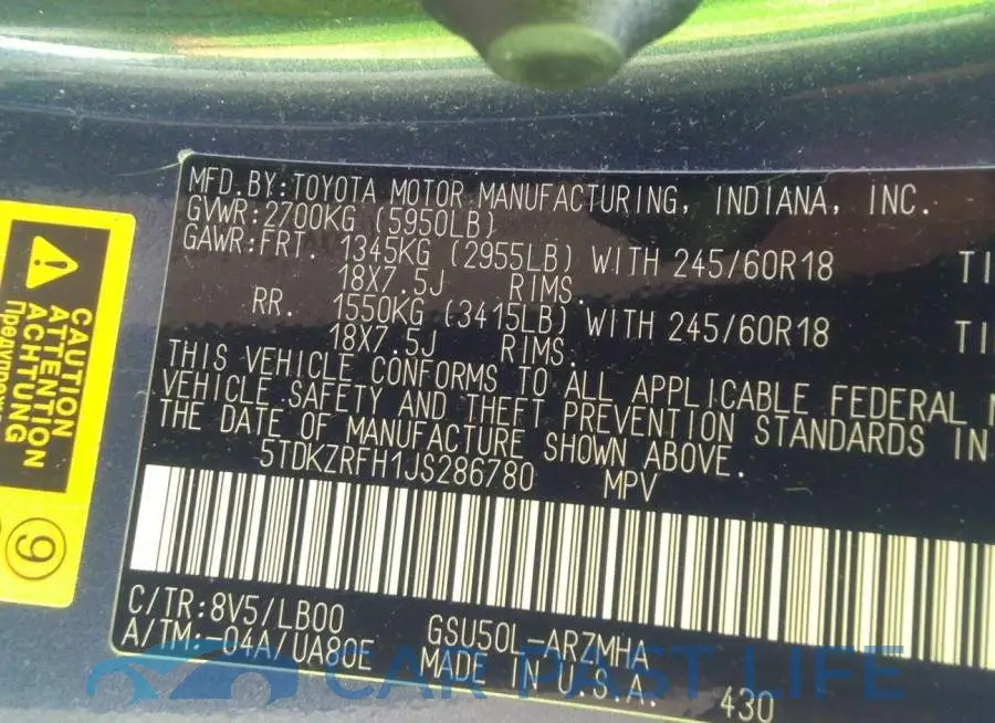 5TDKZRFH1JS286780# 9