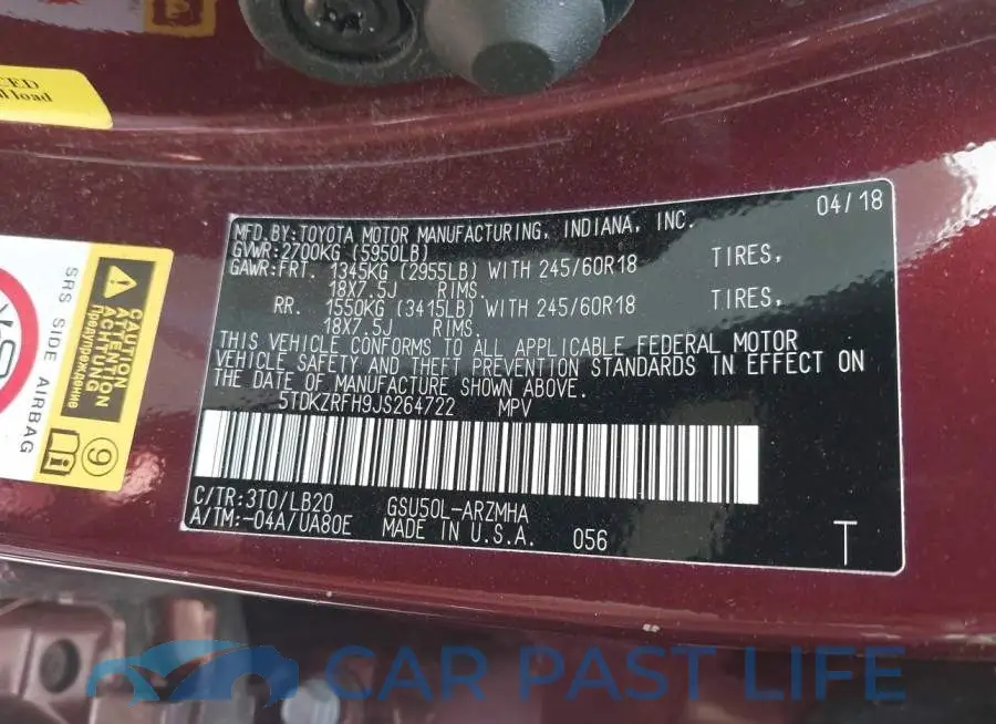 5TDKZRFH9JS264722# 9