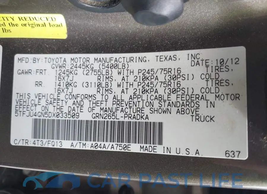 5TFJU4GN5DX033509# 9