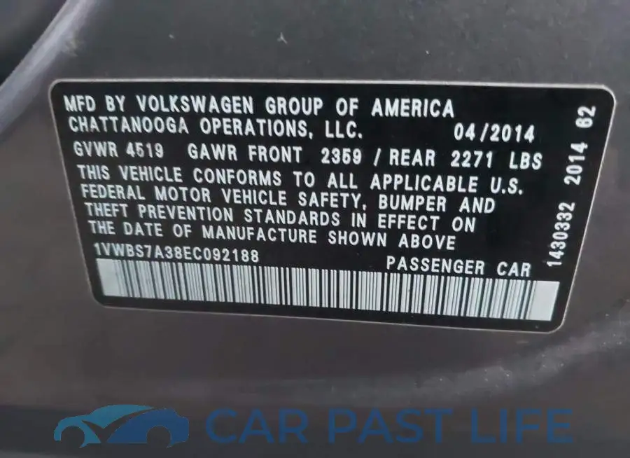 1VWBS7A38EC092188# 9