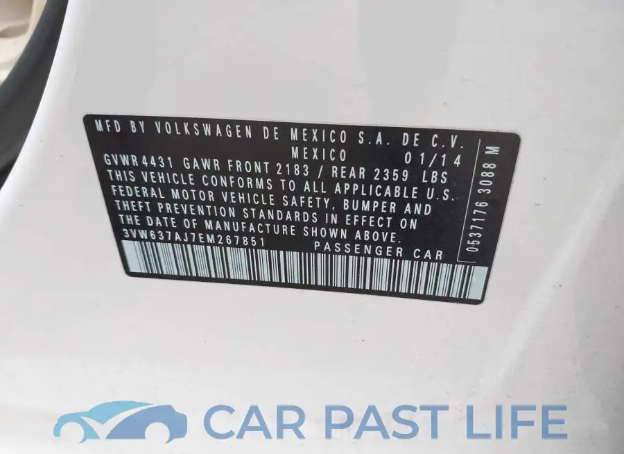 3VW637AJ7EM267851# 9