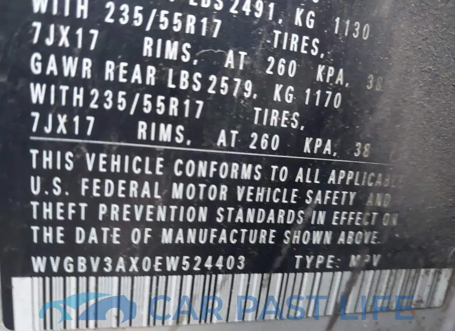 WVGBV3AX0EW524403# 9