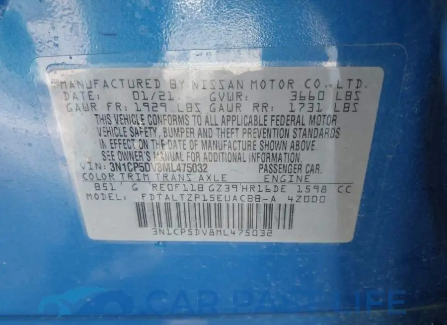3N1CP5DV8ML475032# 9