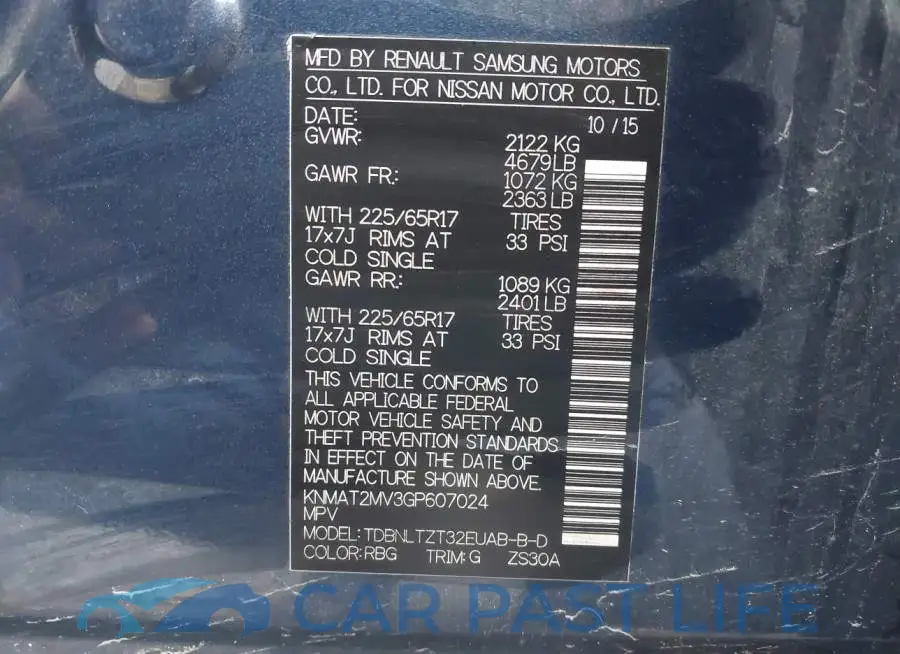 KNMAT2MV3GP607024# 9
