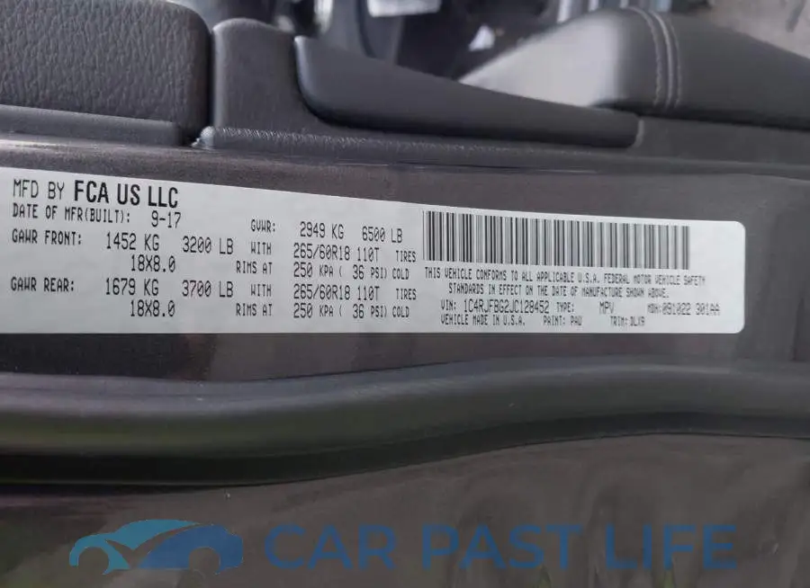 1C4RJFBG2JC128452# 9