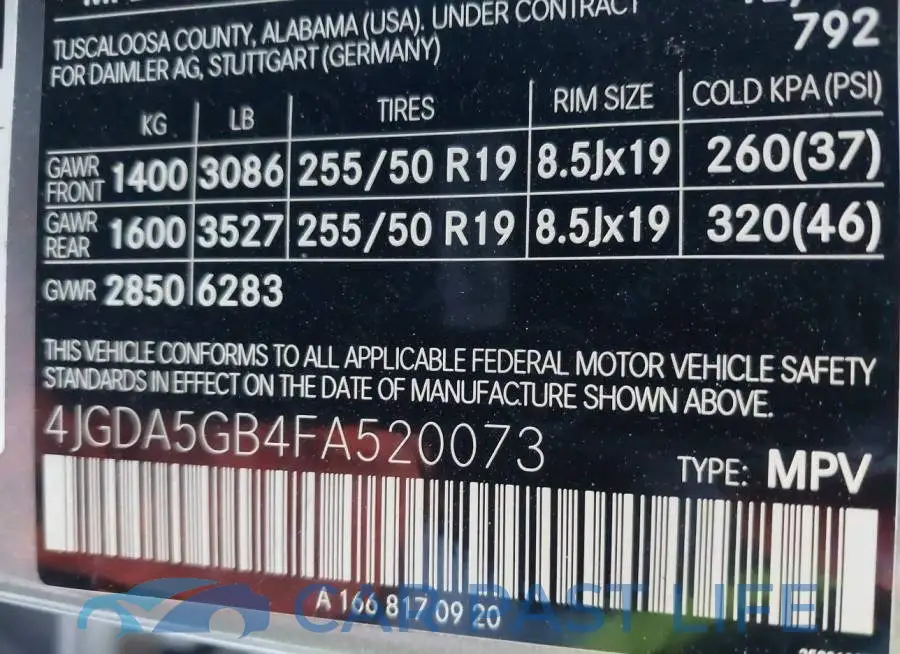4JGDA5GB4FA520073# 9