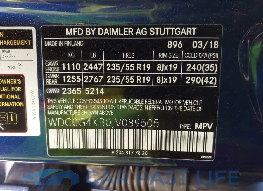 WDC0G4KB0JV089505# 9