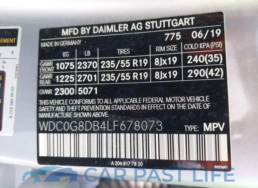 WDC0G8DB4LF678073# 9