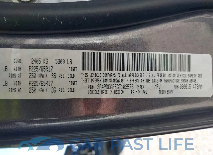 3C4PDCAB5GT103576# 9
