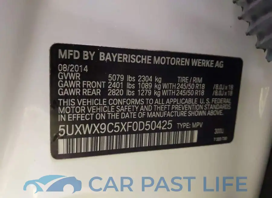 5UXWX9C5XF0D50425# 9