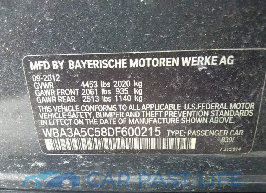 WBA3A5C58DF600215# 9