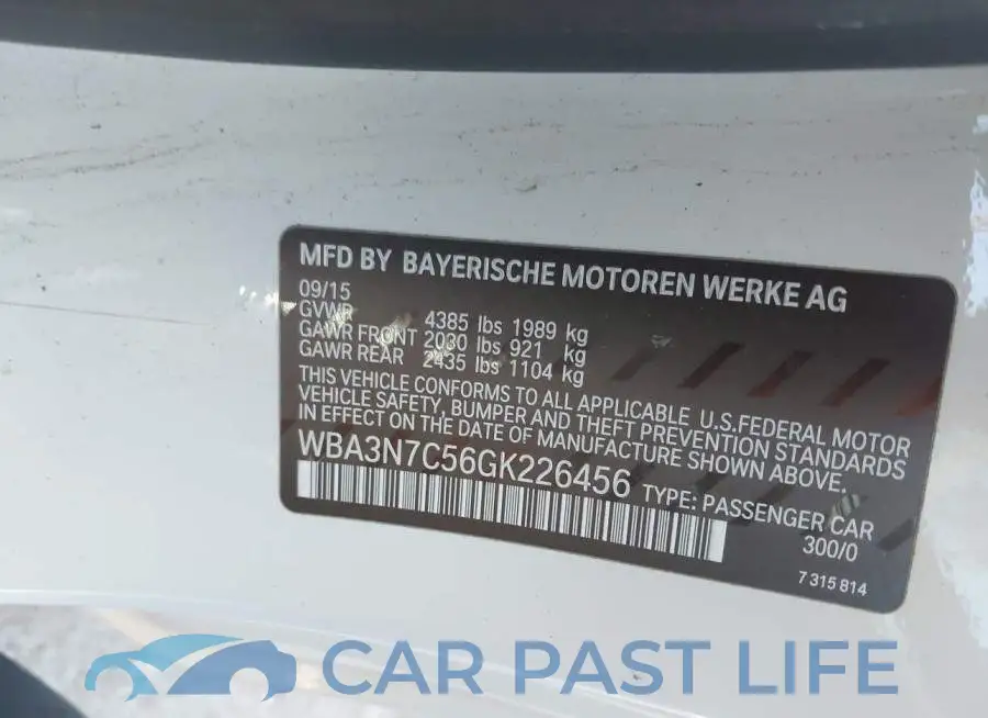 WBA3N7C56GK226456# 9