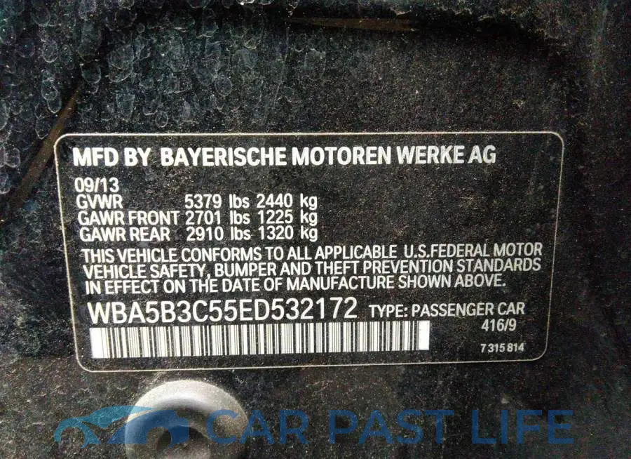 WBA5B3C55ED532172# 9