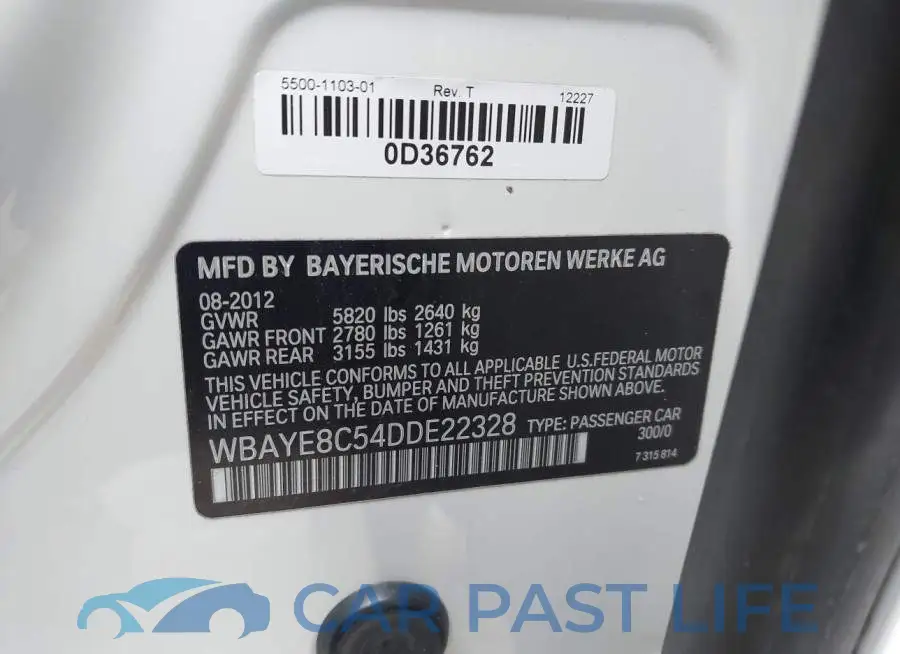WBAYE8C54DDE22328# 9
