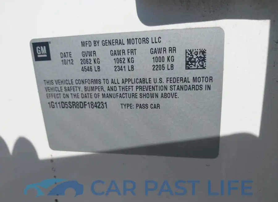 1G11D5SR8DF184231# 9
