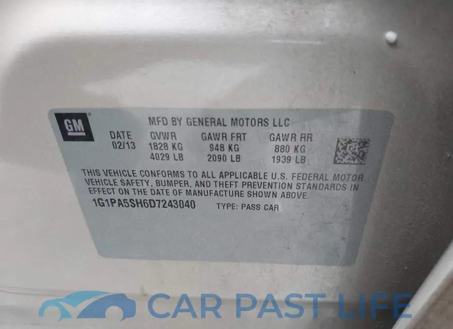 1G1PA5SH6D7243040# 9
