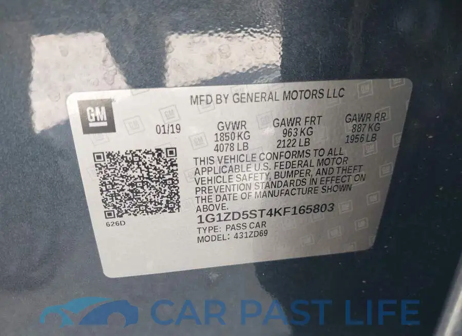 1G1ZD5ST4KF165803# 9