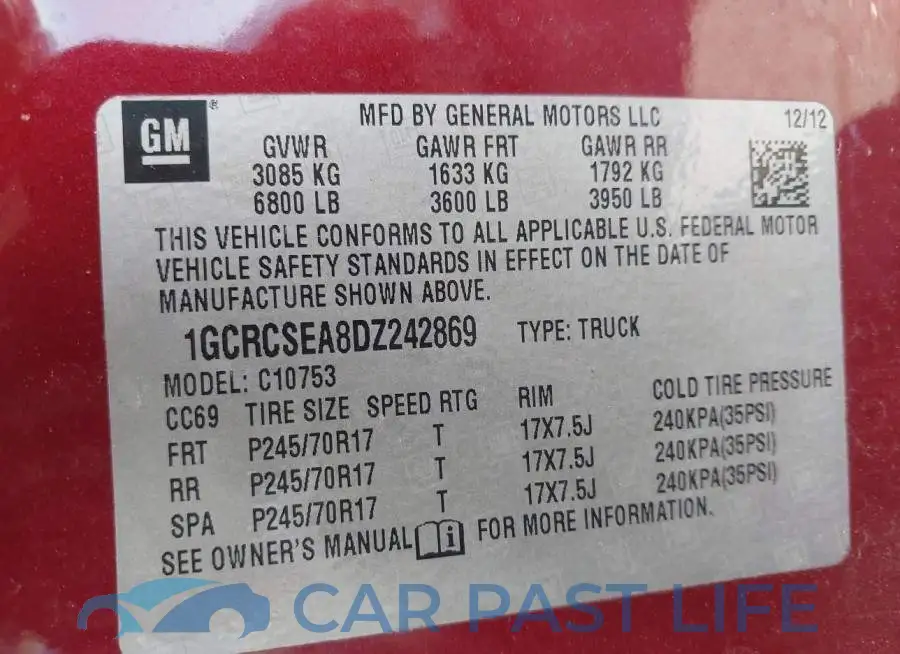 1GCRCSEA8DZ242869# 9