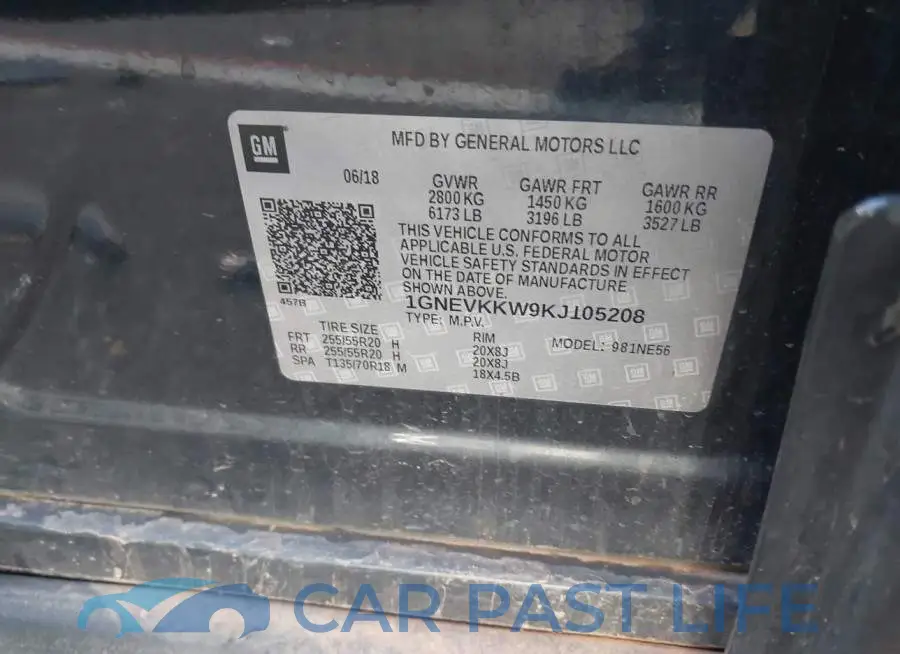 1GNEVKKW9KJ105208# 9