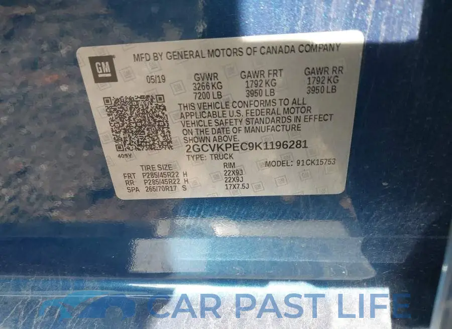 2GCVKPEC9K1196281# 9