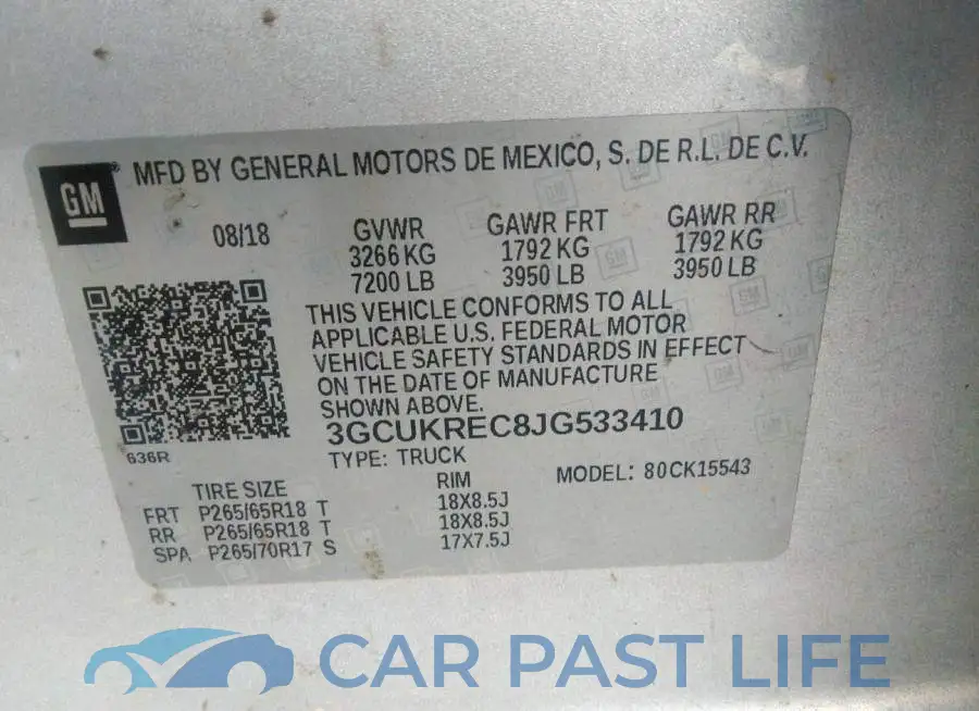 3GCUKREC8JG533410# 9