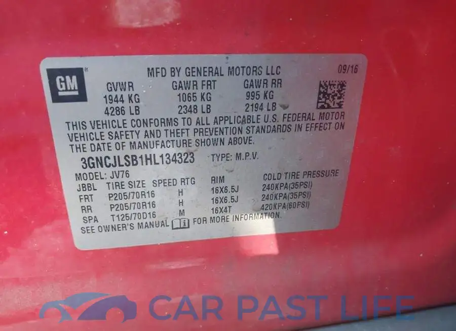 3GNCJLSB1HL134323# 9