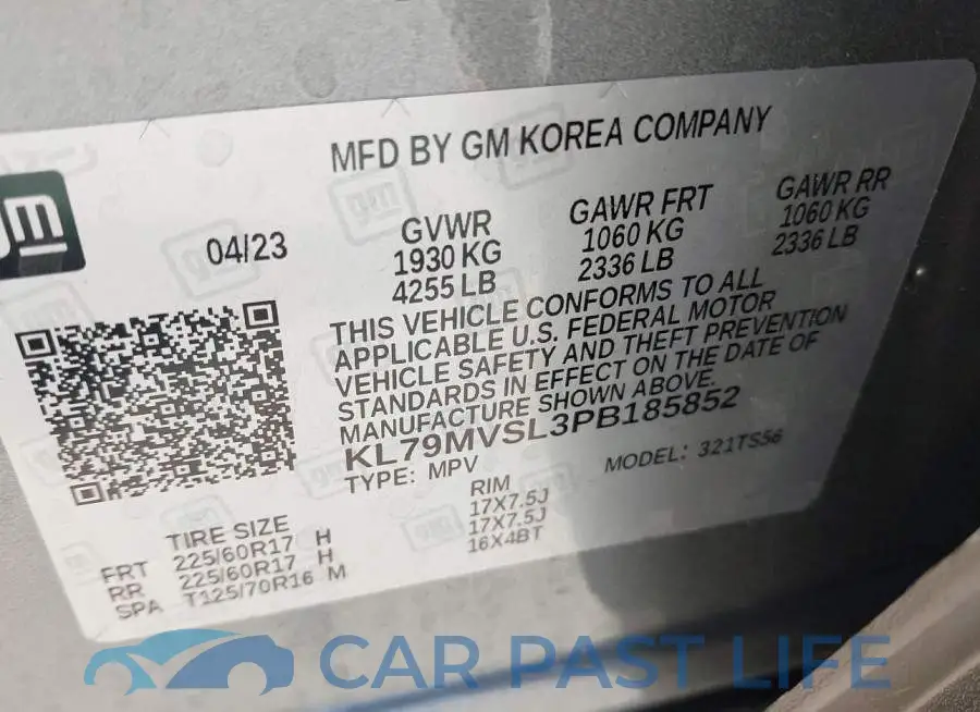KL79MVSL3PB185852# 9