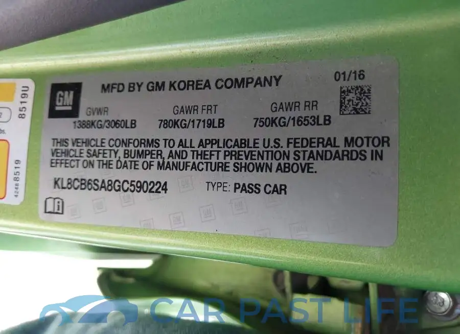 KL8CB6SA8GC590224# 9