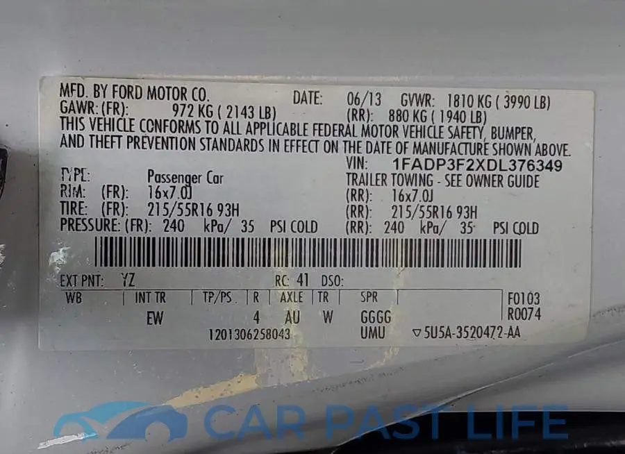 1FADP3F2XDL376349# 9