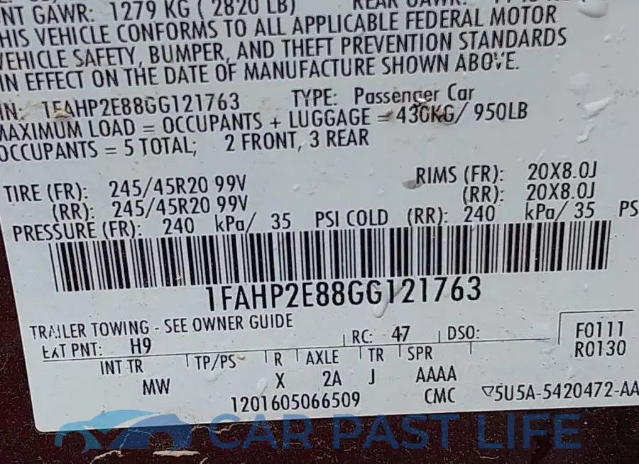 1FAHP2E88GG121763# 9