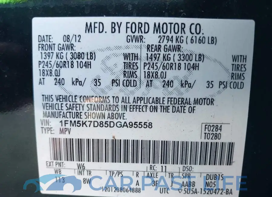 1FM5K7D85DGA95558# 9