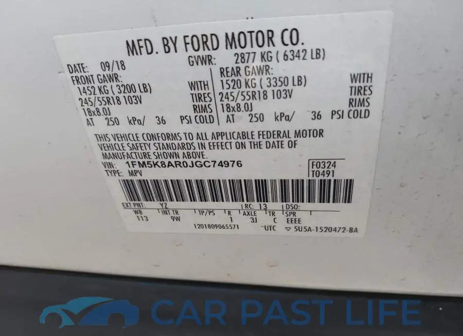 1FM5K8AR0JGC74976# 9
