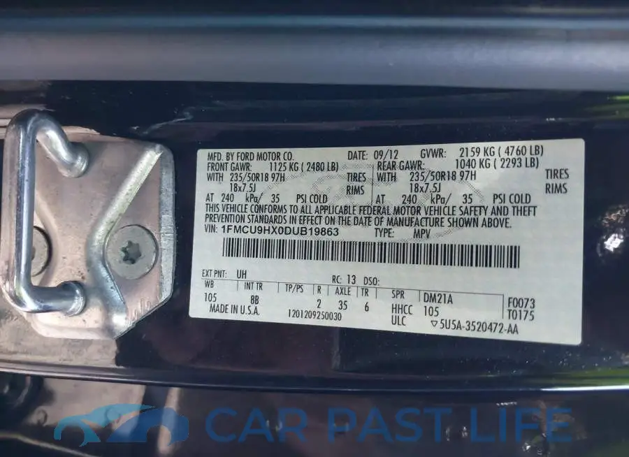 1FMCU9HX0DUB19863# 9