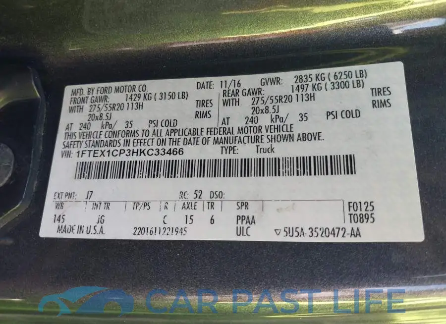 1FTEX1CP3HKC33466# 9