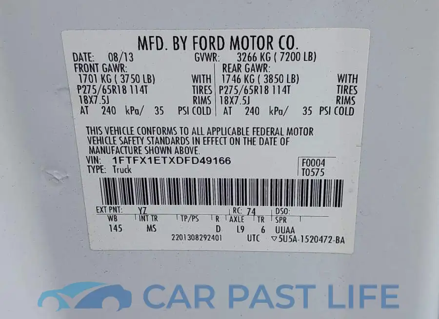 1FTFX1ETXDFD49166# 9