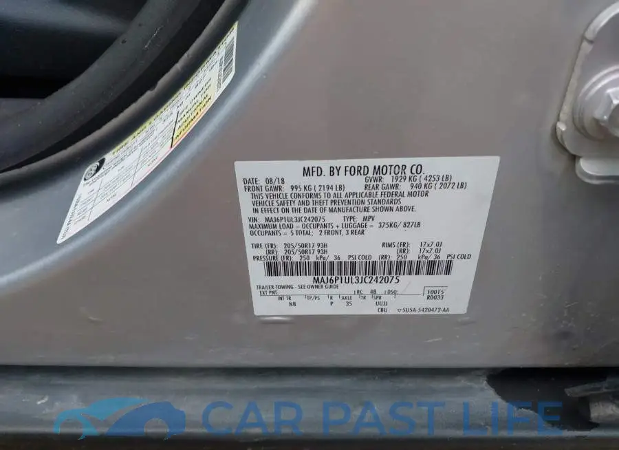 MAJ6P1UL3JC242075# 9