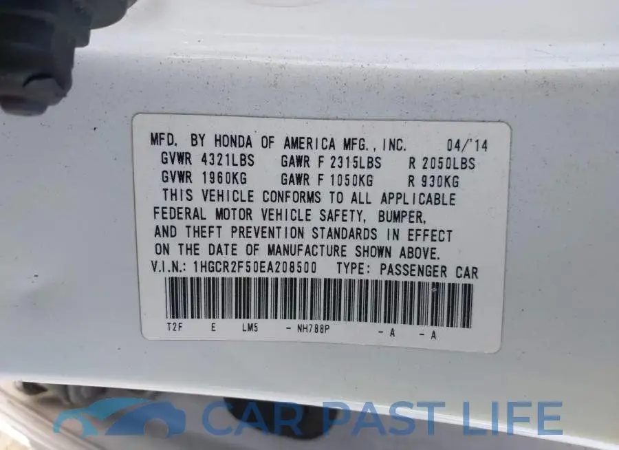 1HGCR2F50EA208500# 9
