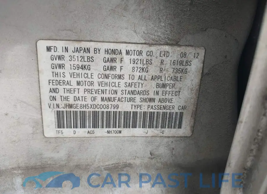 JHMGE8H5XDC008799# 9