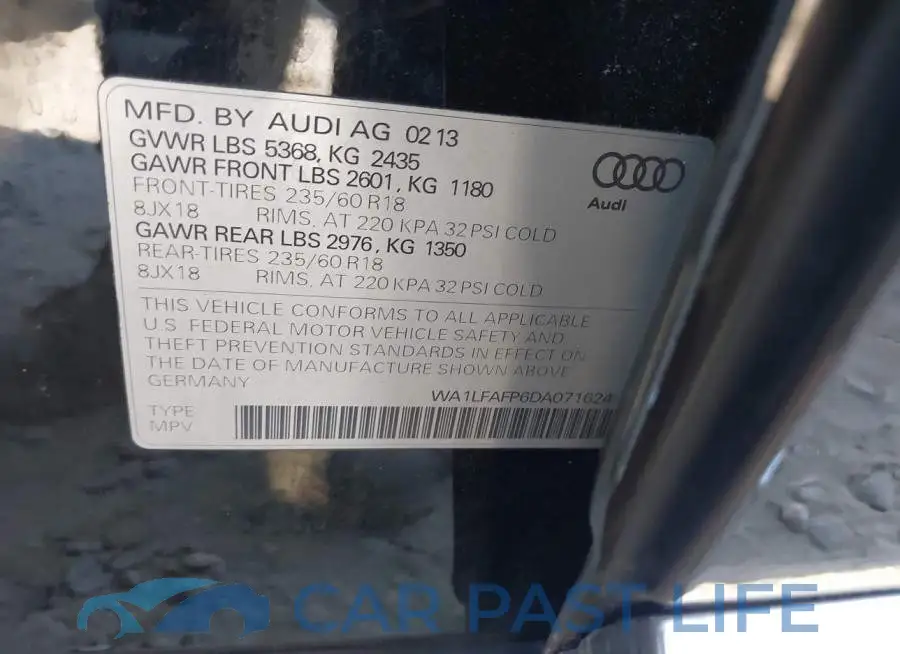 WA1LFAFP6DA071624# 9