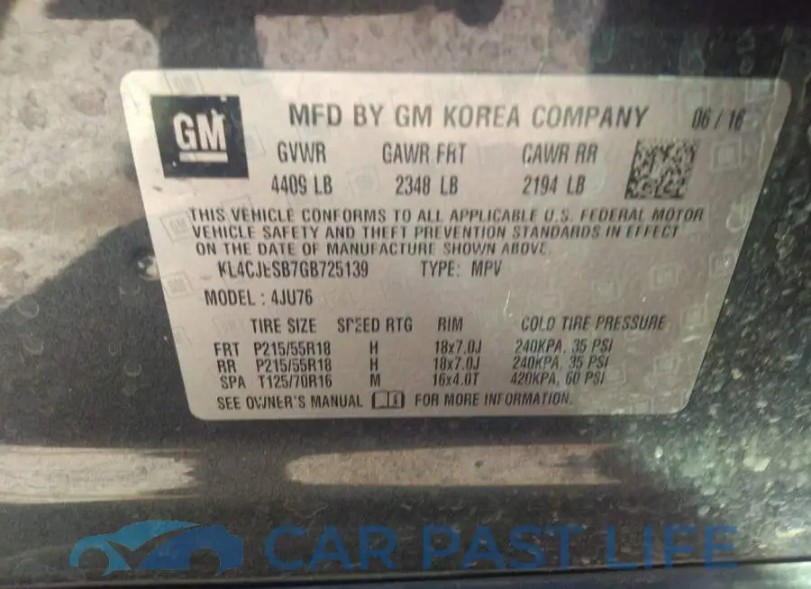 KL4CJESB7GB725139# 9