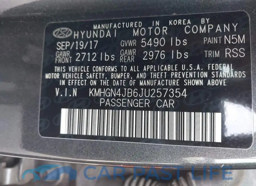 KMHGN4JB6JU257354# 9