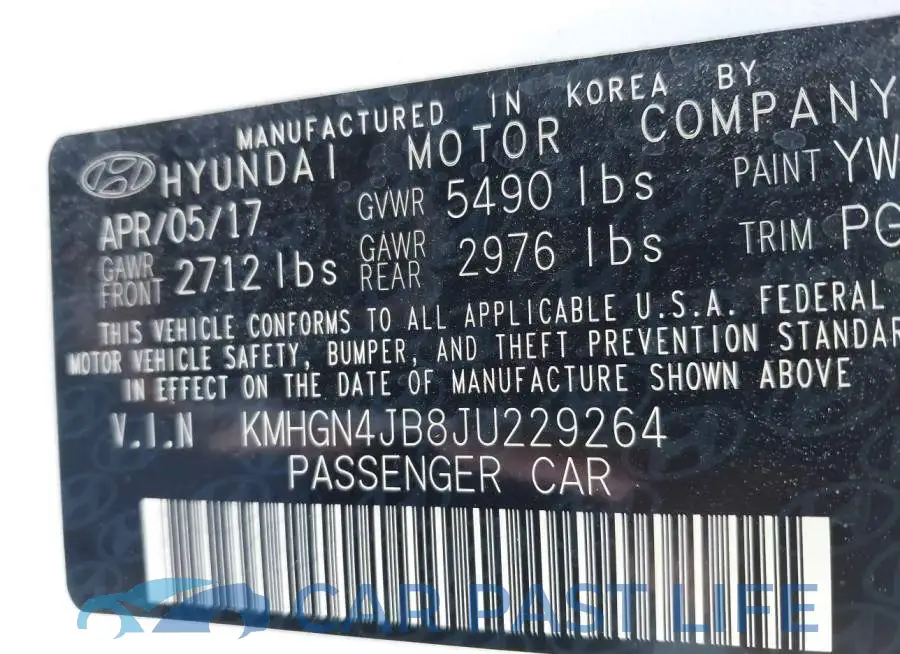 KMHGN4JB8JU229264# 9